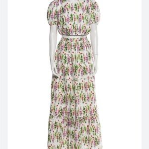 Cami NYC.   Top and skirt set White Dress with Pink and Green Floral Print